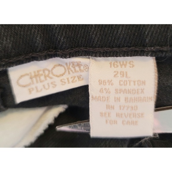 Cherokee Stretch Black Denim Jeans Womens Size 16x29 Straight Leg Casual - Picture 4 of 9